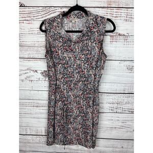 Womens Ann Taylor LOFT Brown Floral Mini Dress Tie Waist Sleeveless Collar M PET